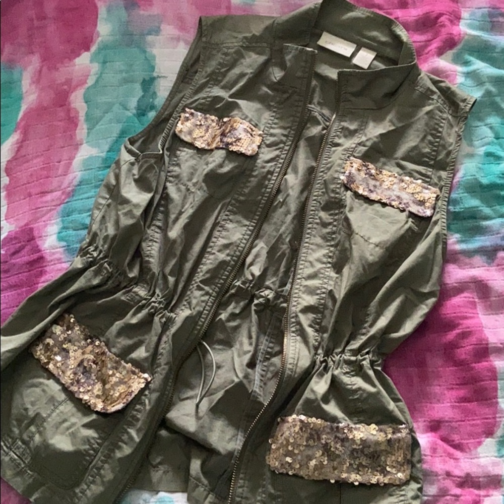 Chico’s sequin olive vest